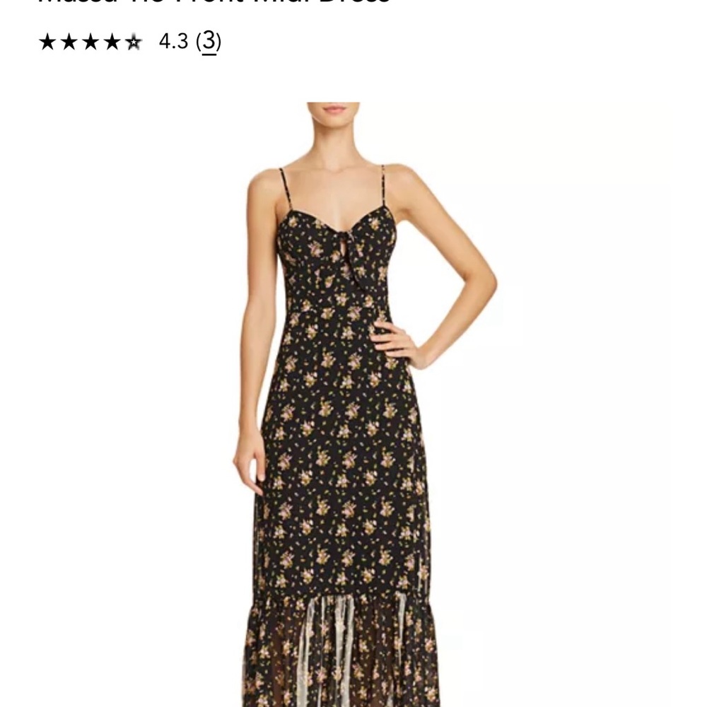 Wayf Massa Tie Front Black Floral Maxi/Midi Dress Size XS NWT